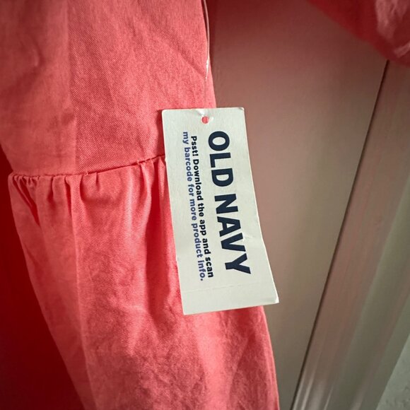 Old Navy Womens Coral Peasant Blouse 2X Cotton Short Sleeve Elastic Neck - Picture 3 of 12